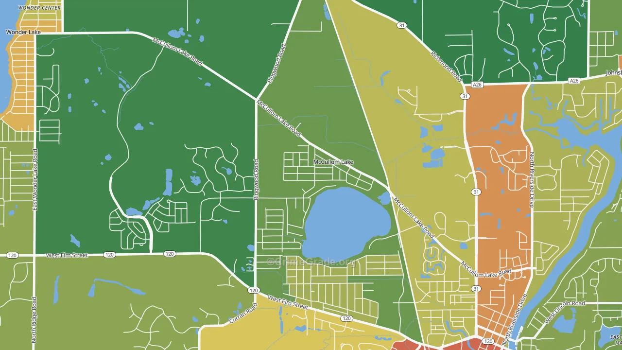 McCullom Lake, IL Map of Robbery Rates
