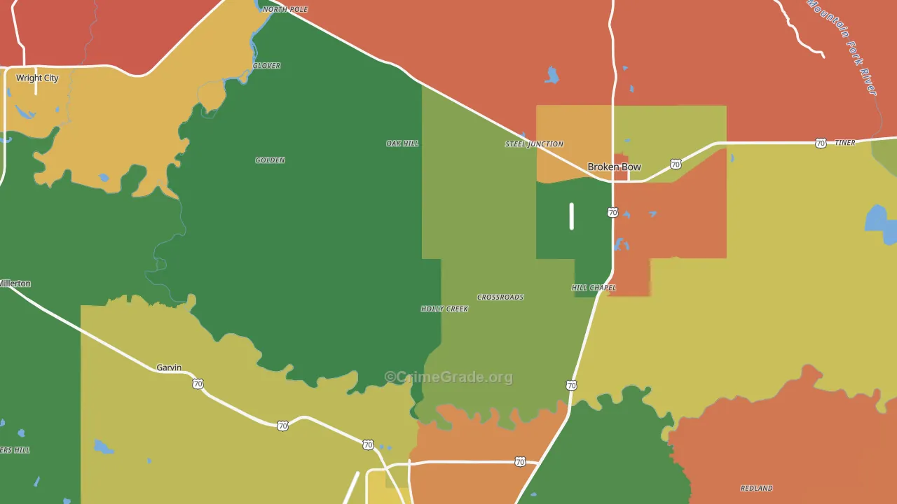 McCurtain County, OK Map of Robbery Rates