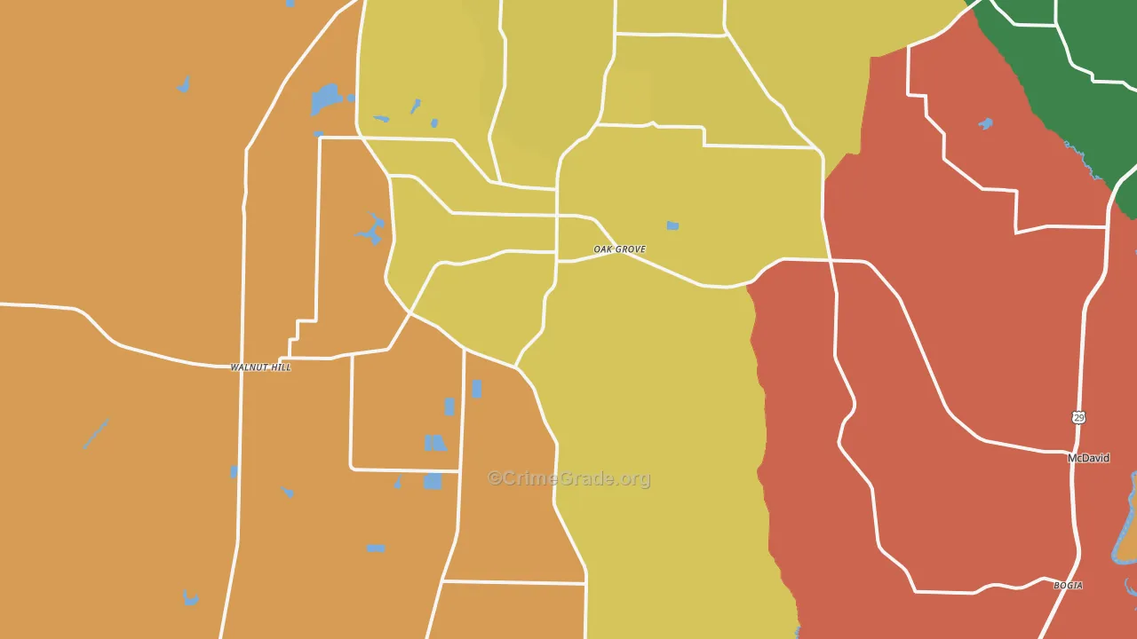 McDavid, FL Map of Robbery Rates