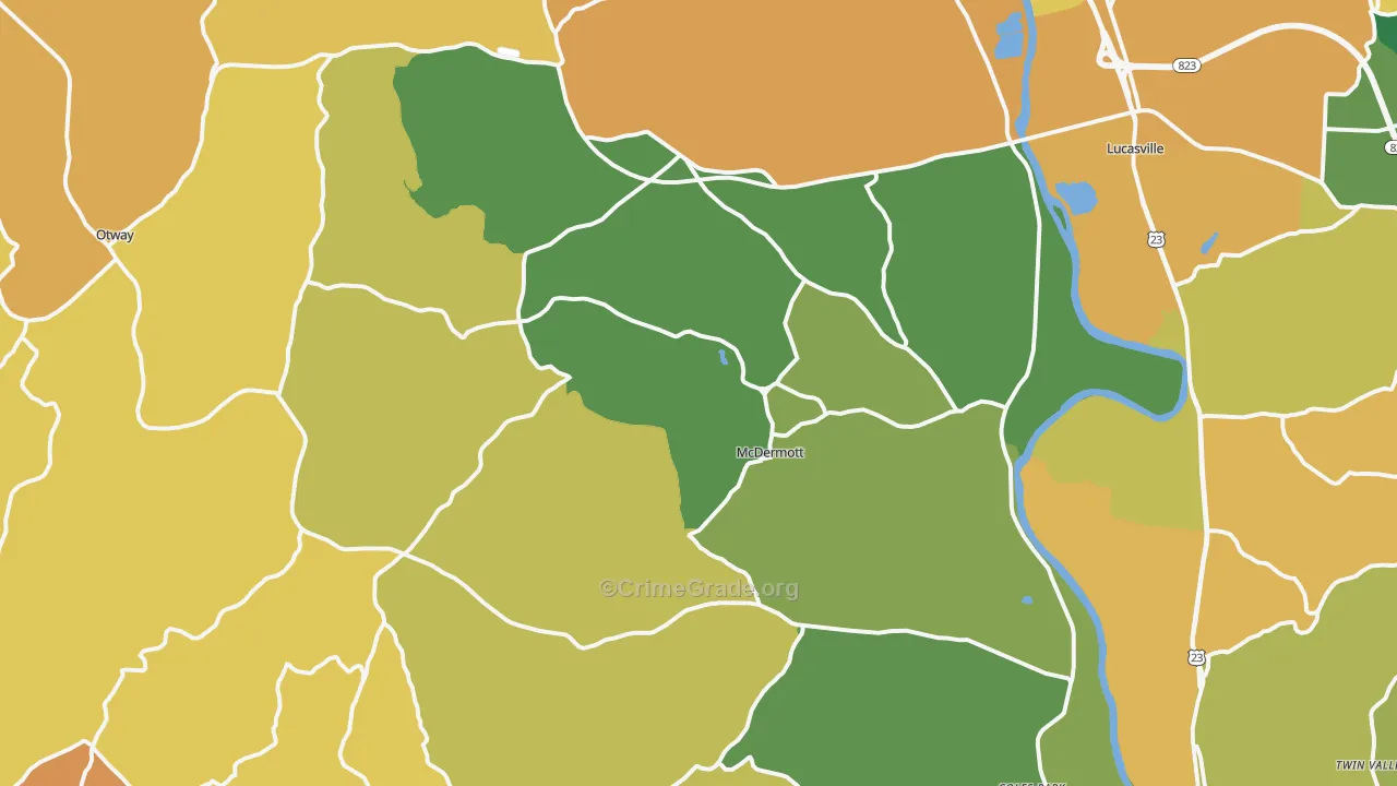 McDermott, OH Map of Robbery Rates