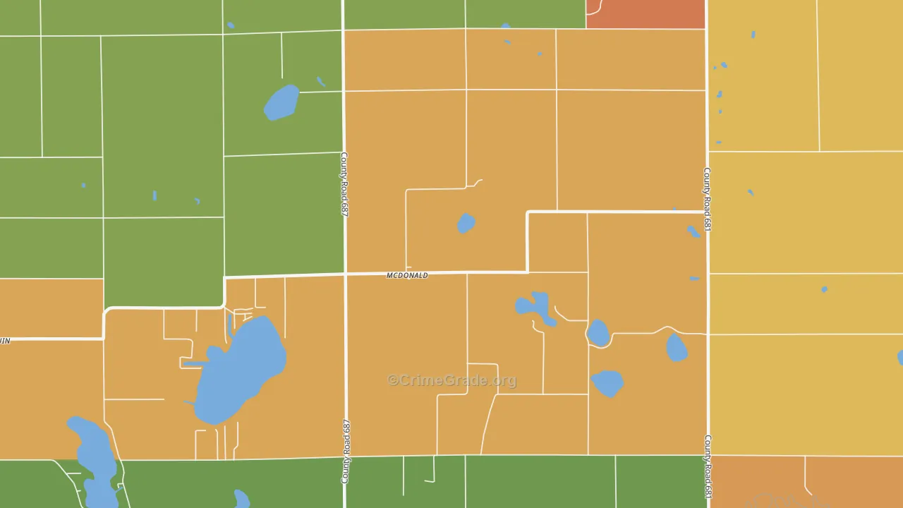 McDonald, MI Map of Robbery Rates