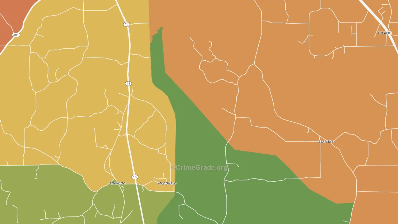 McDonald, MS Map of Robbery Rates