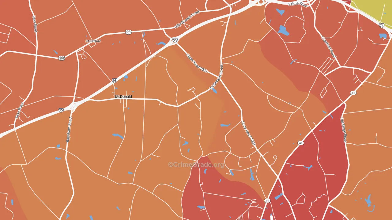 McDonald, NC Map of Robbery Rates