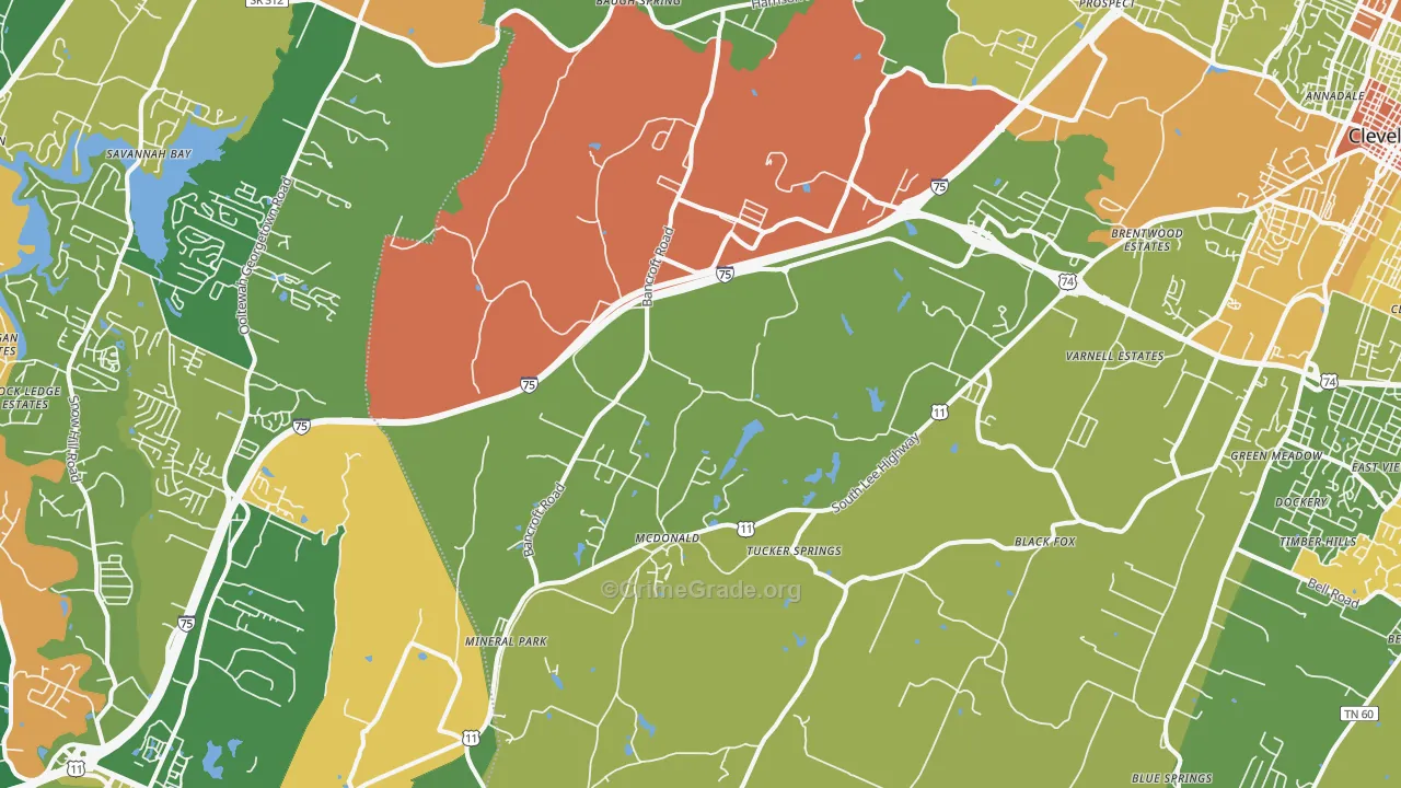 McDonald, TN Map of Robbery Rates