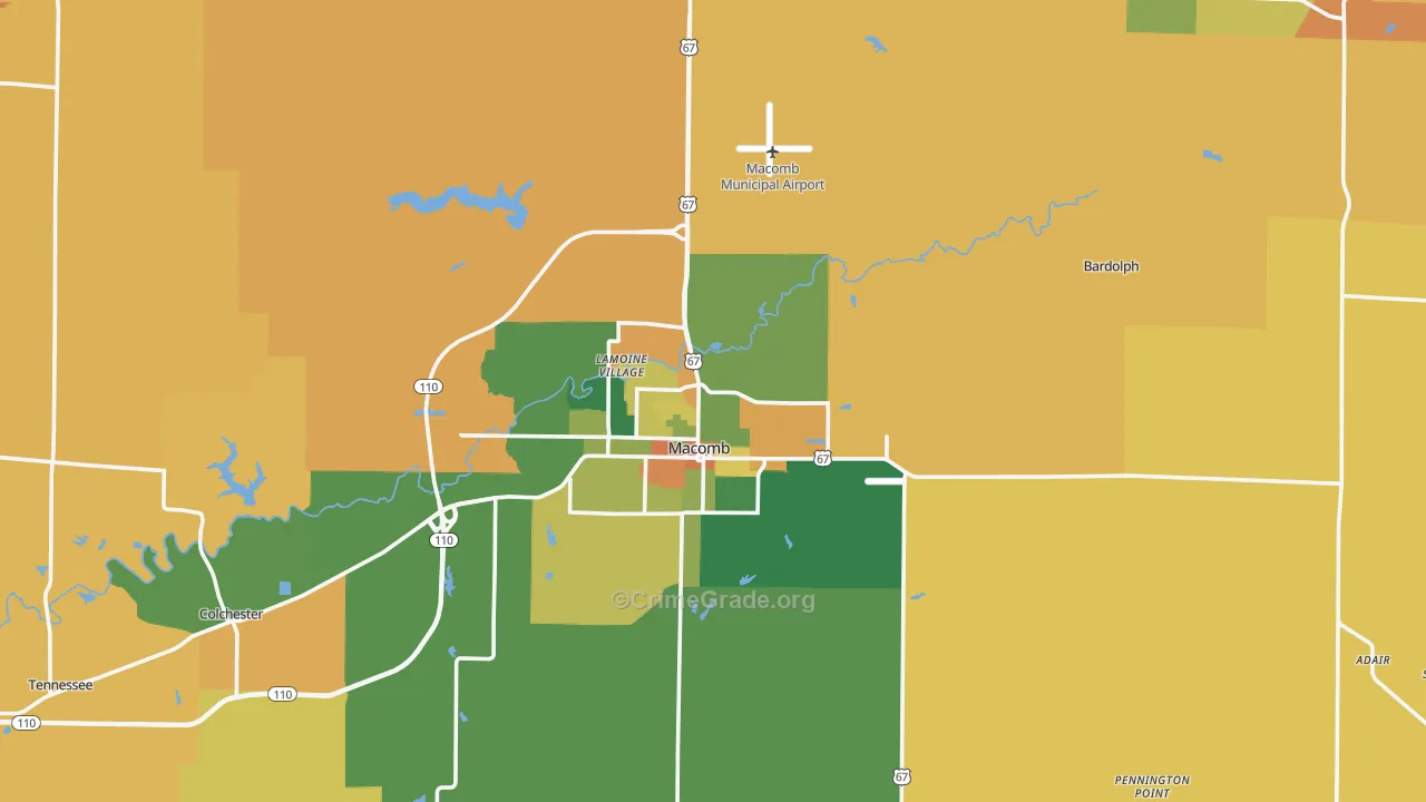 McDonough County, IL Map of Robbery Rates