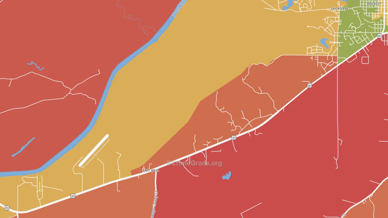 McDowell, AL Map of Robbery Rates
