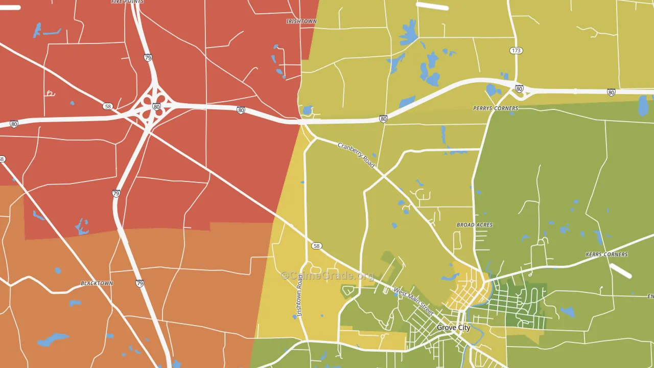 McDowell Corners, PA Map of Robbery Rates