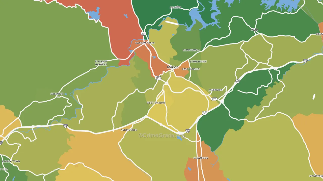 McDowell County, NC Map of Robbery Rates