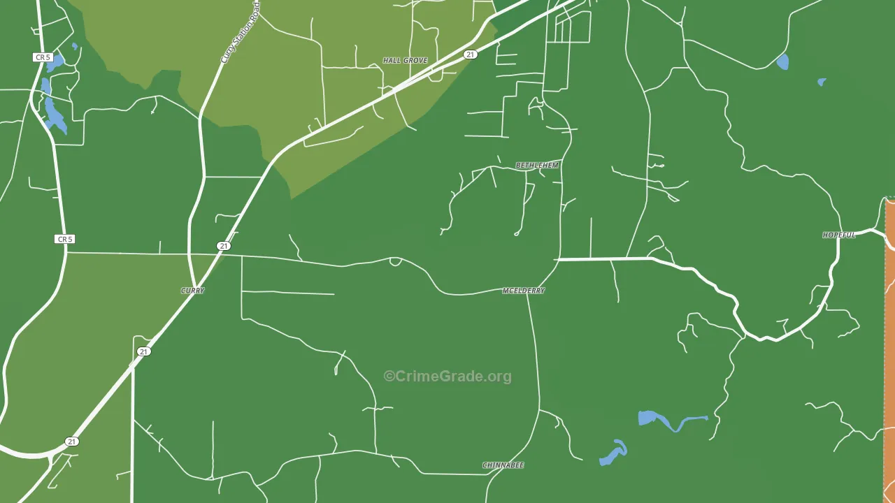 McElderry, AL Map of Robbery Rates