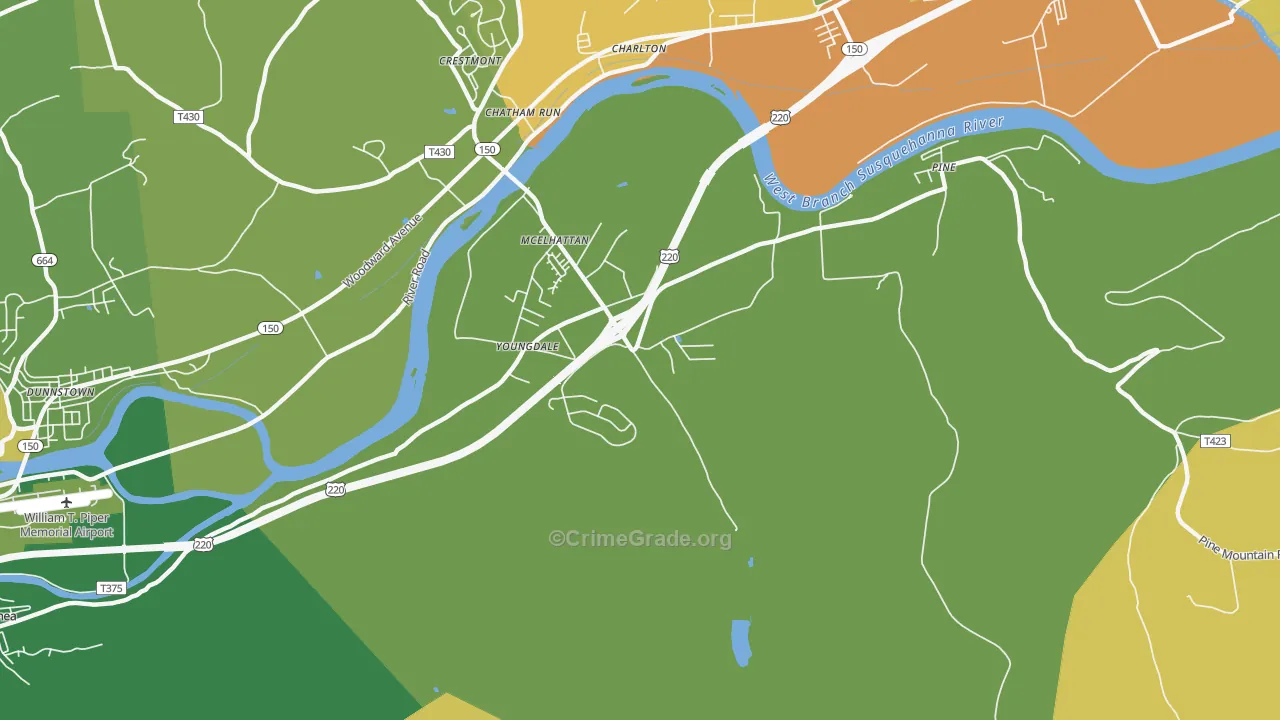 McElhattan, PA Map of Robbery Rates