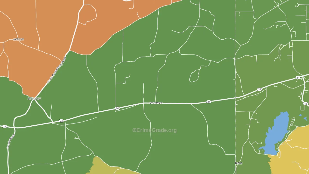 McElveen, MS Map of Robbery Rates