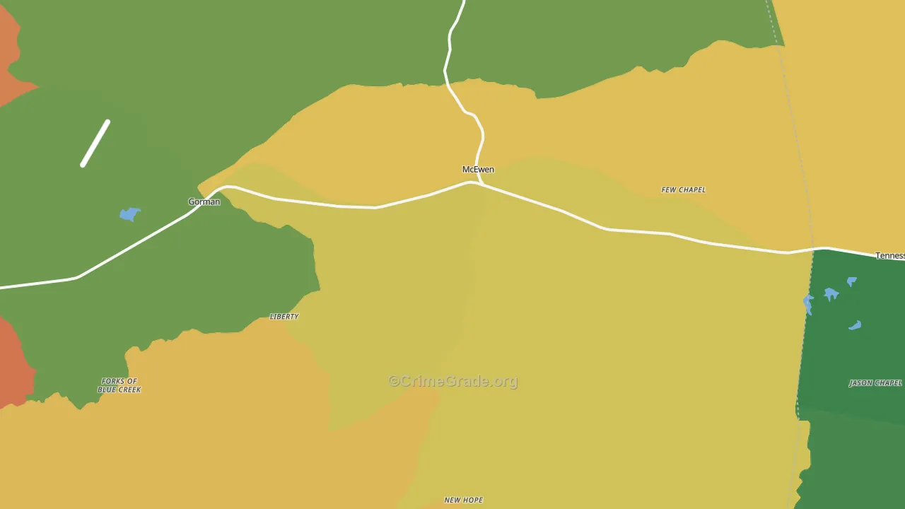 McEwen, TN Map of Robbery Rates