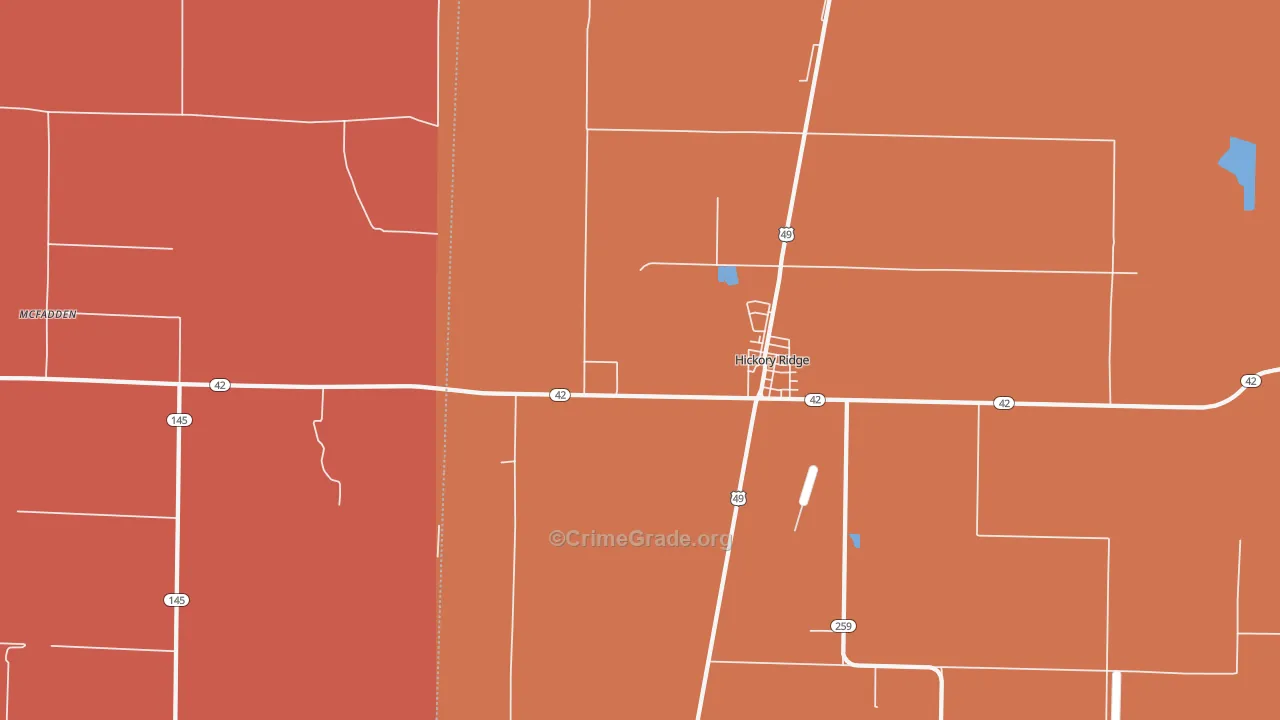 McFadden, AR Map of Robbery Rates