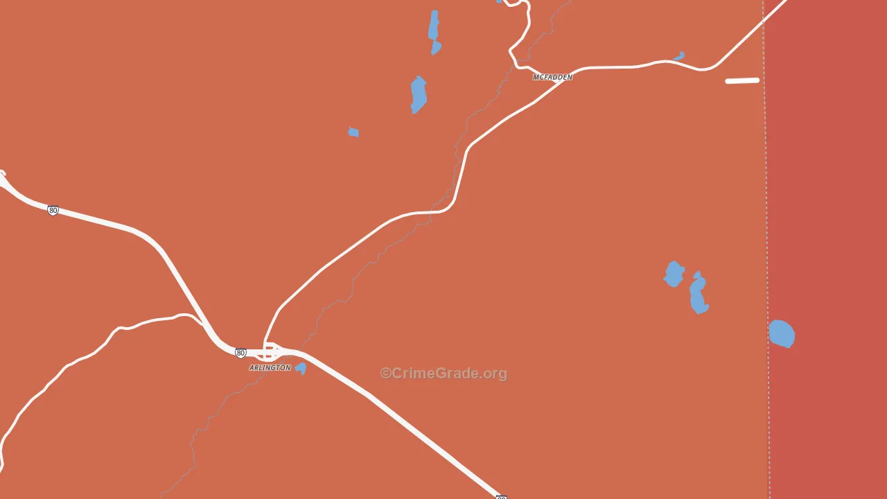 McFadden, WY Map of Robbery Rates