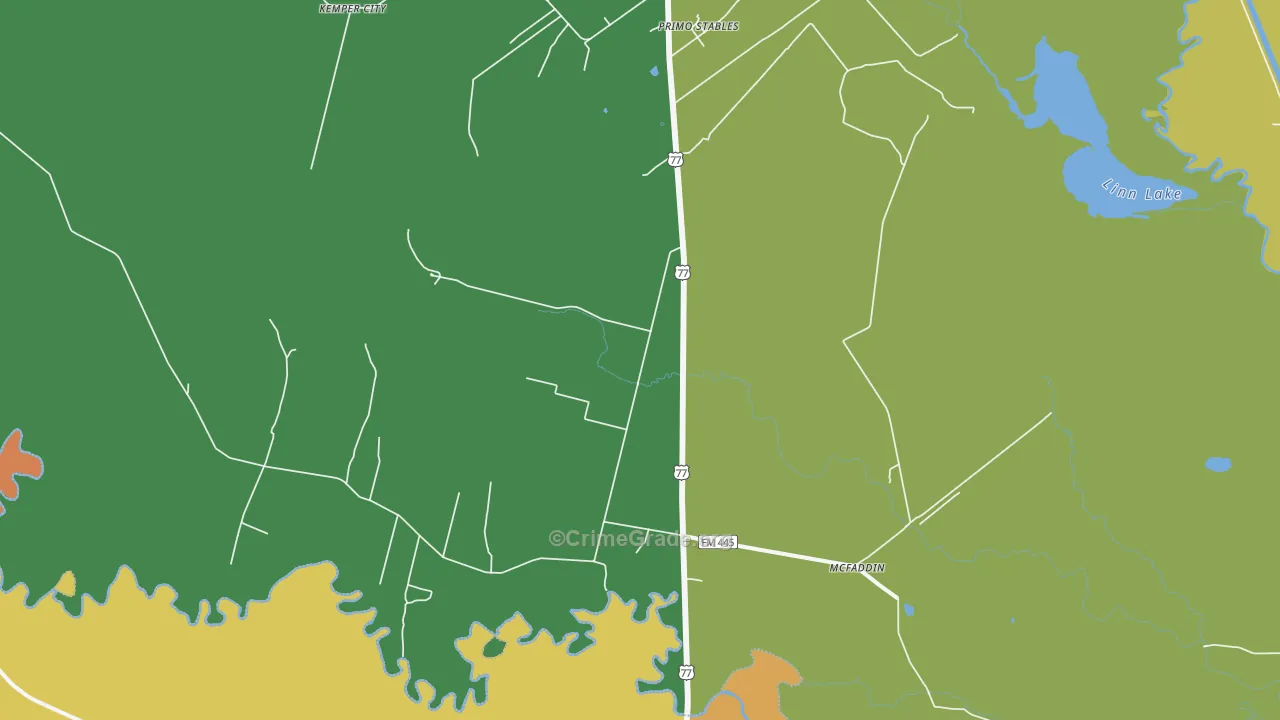 Mcfaddin, TX Map of Robbery Rates