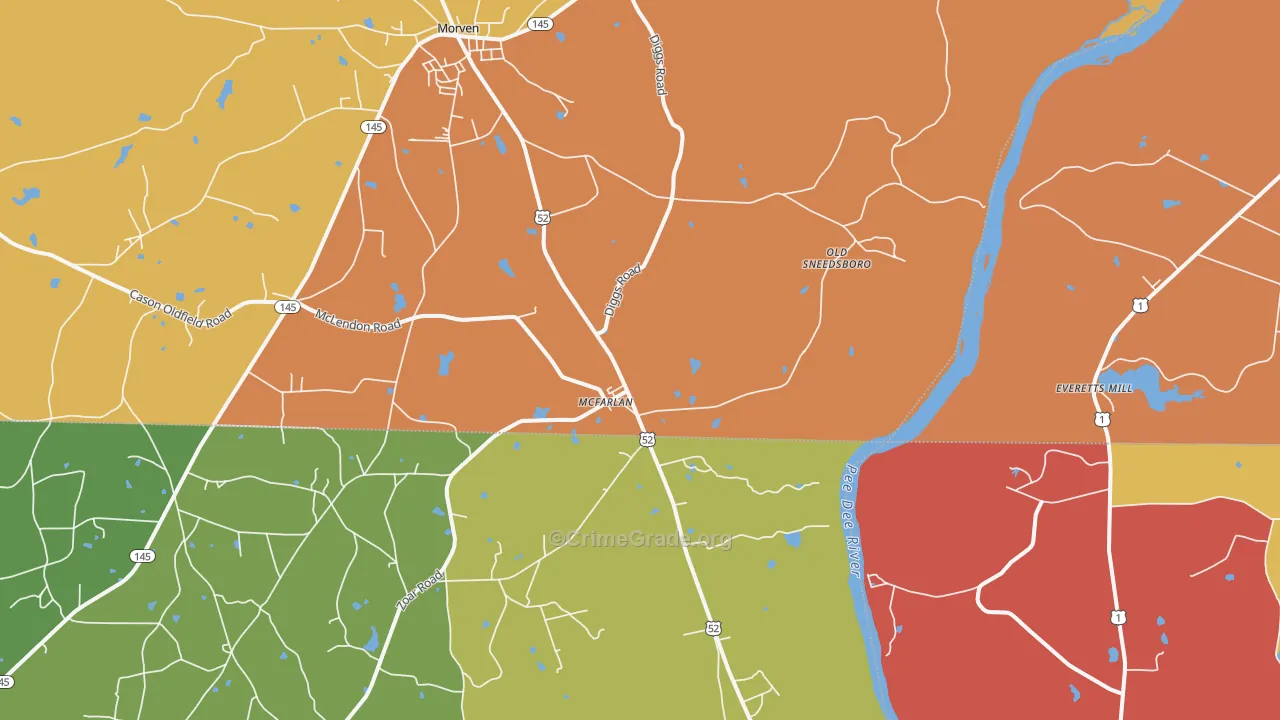 McFarlan, NC Map of Robbery Rates