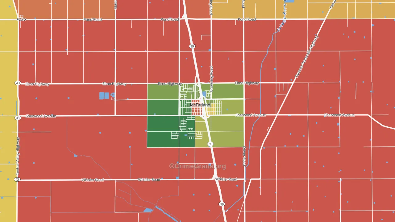 McFarland, CA Map of Robbery Rates