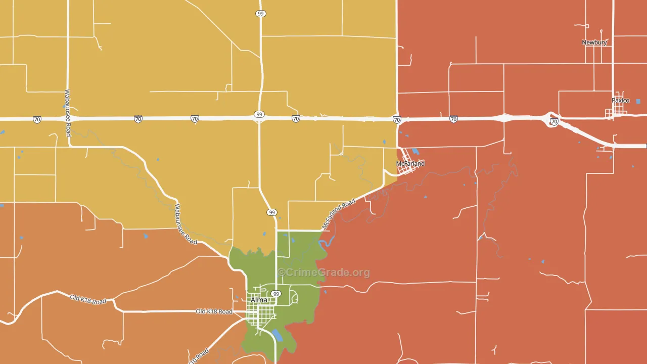 McFarland, KS Map of Robbery Rates