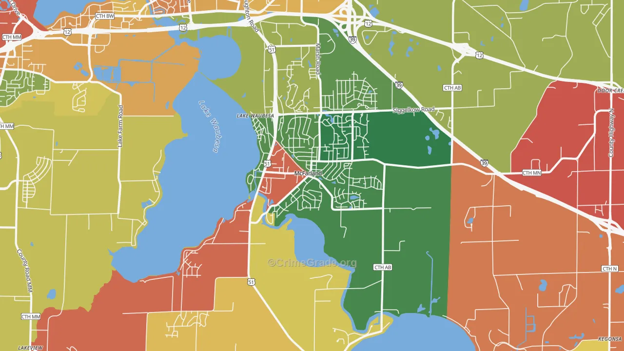 McFarland, WI Map of Robbery Rates