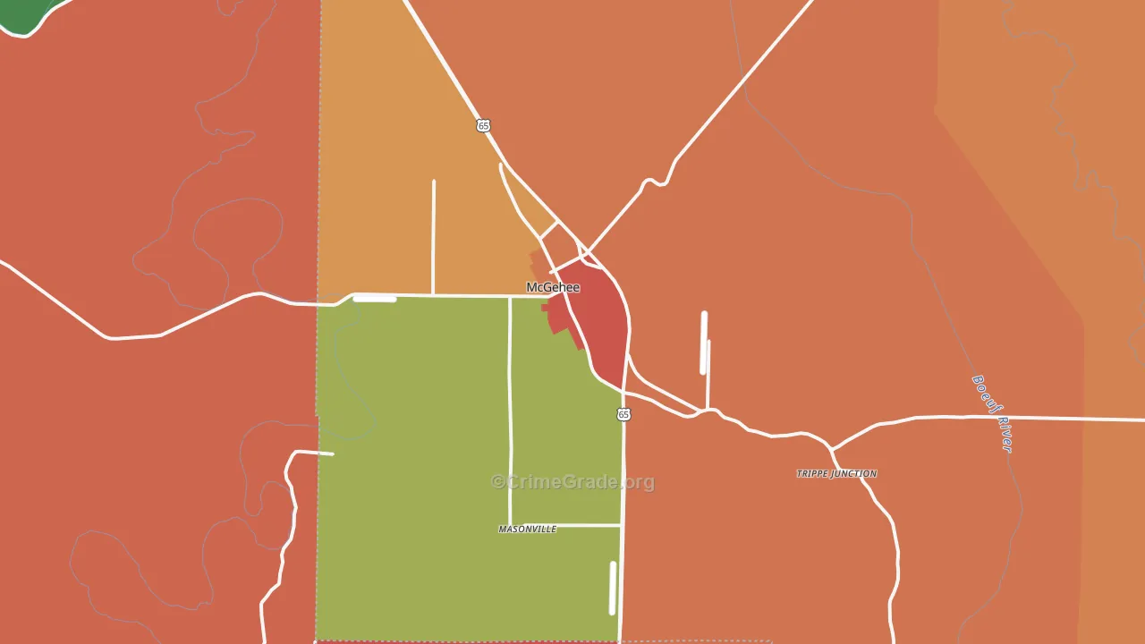 McGehee, AR Map of Robbery Rates