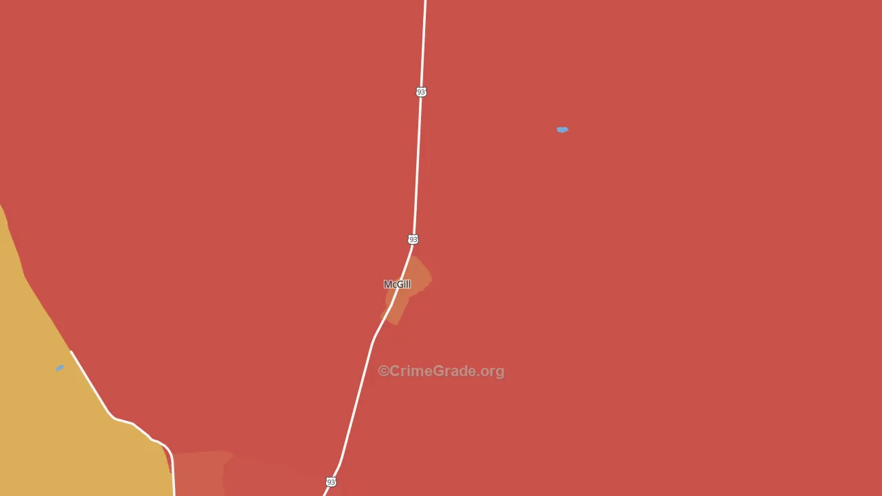McGill, NV Map of Robbery Rates