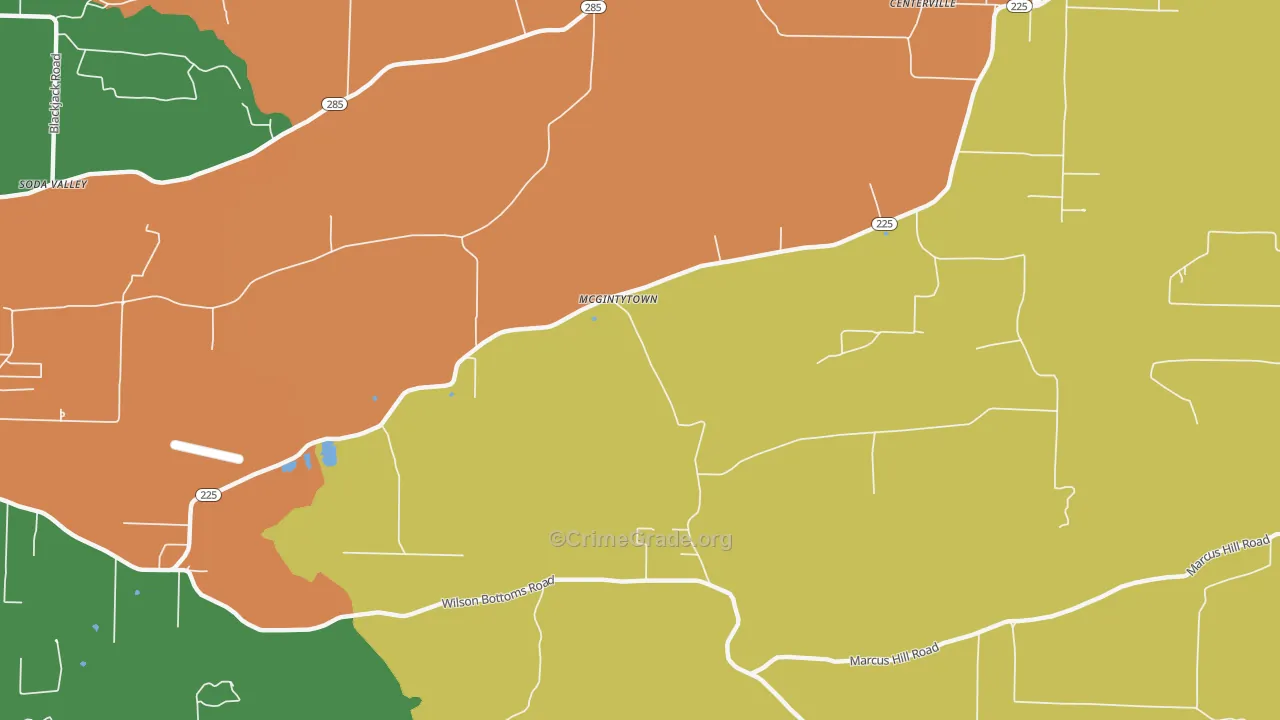 McGintytown, AR Map of Robbery Rates