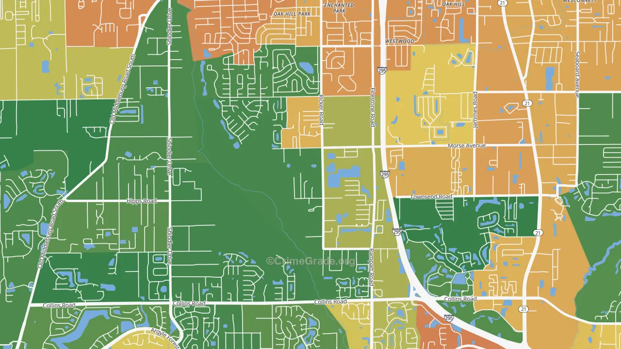 McGirts Creek, Jacksonville, FL Map of Robbery Rates