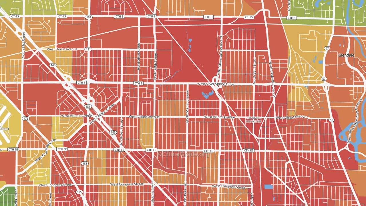 McGovern Park, Milwaukee, WI Map of Robbery Rates
