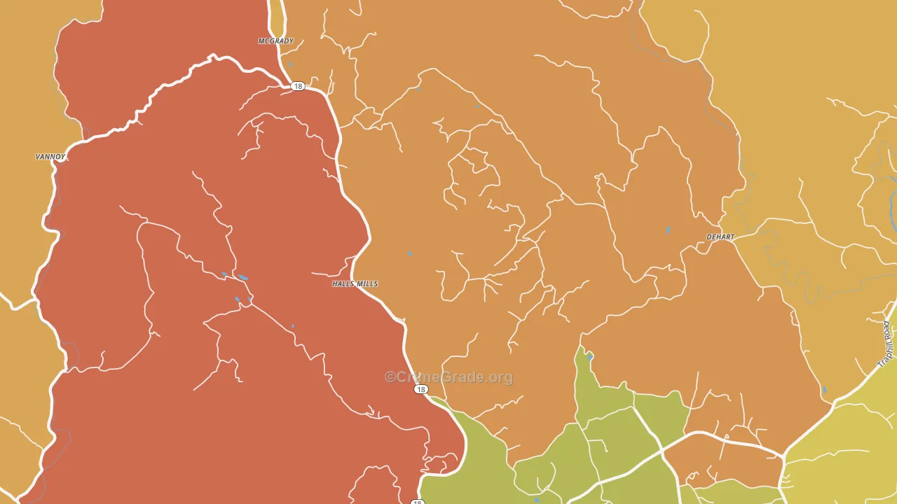 McGrady, NC Map of Robbery Rates