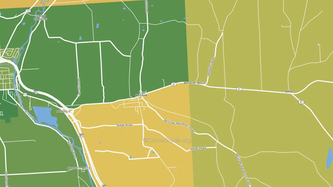 McGraw, NY Map of Robbery Rates