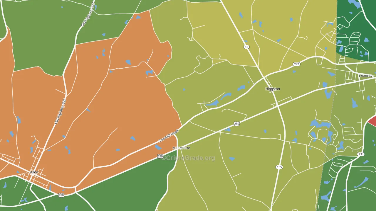 McGregor, GA Map of Robbery Rates