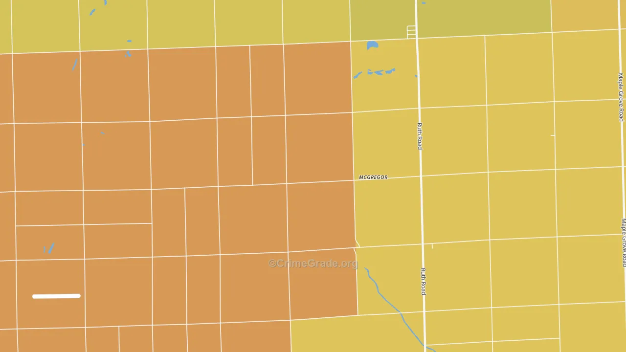McGregor, MI Map of Robbery Rates