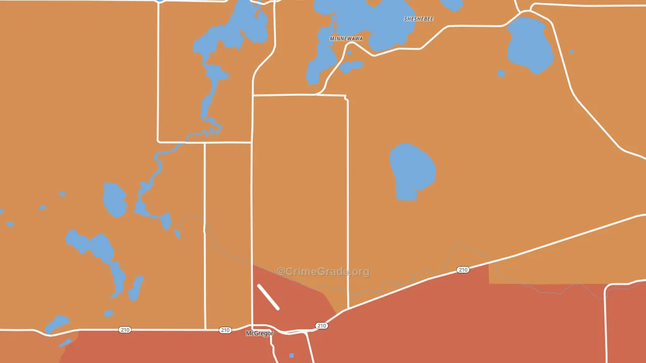 McGregor, MN Map of Robbery Rates