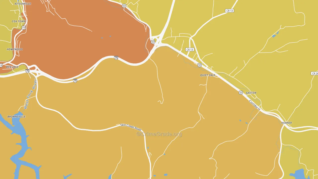 McGuire Park, WV Map of Robbery Rates