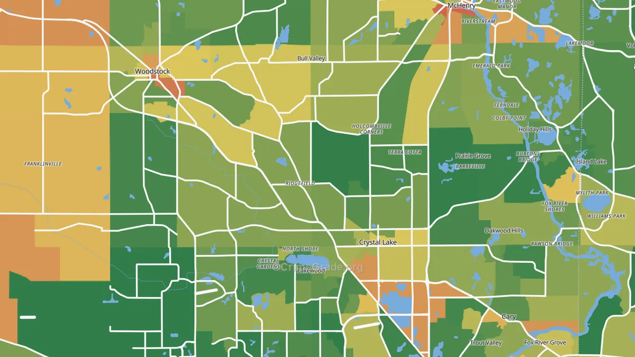 McHenry County, IL Map of Robbery Rates