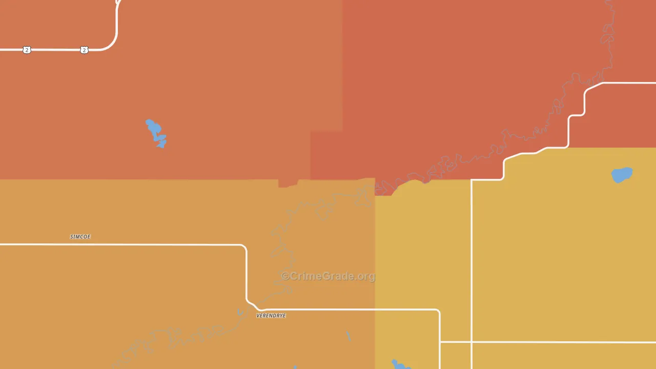 McHenry County, ND Map of Robbery Rates
