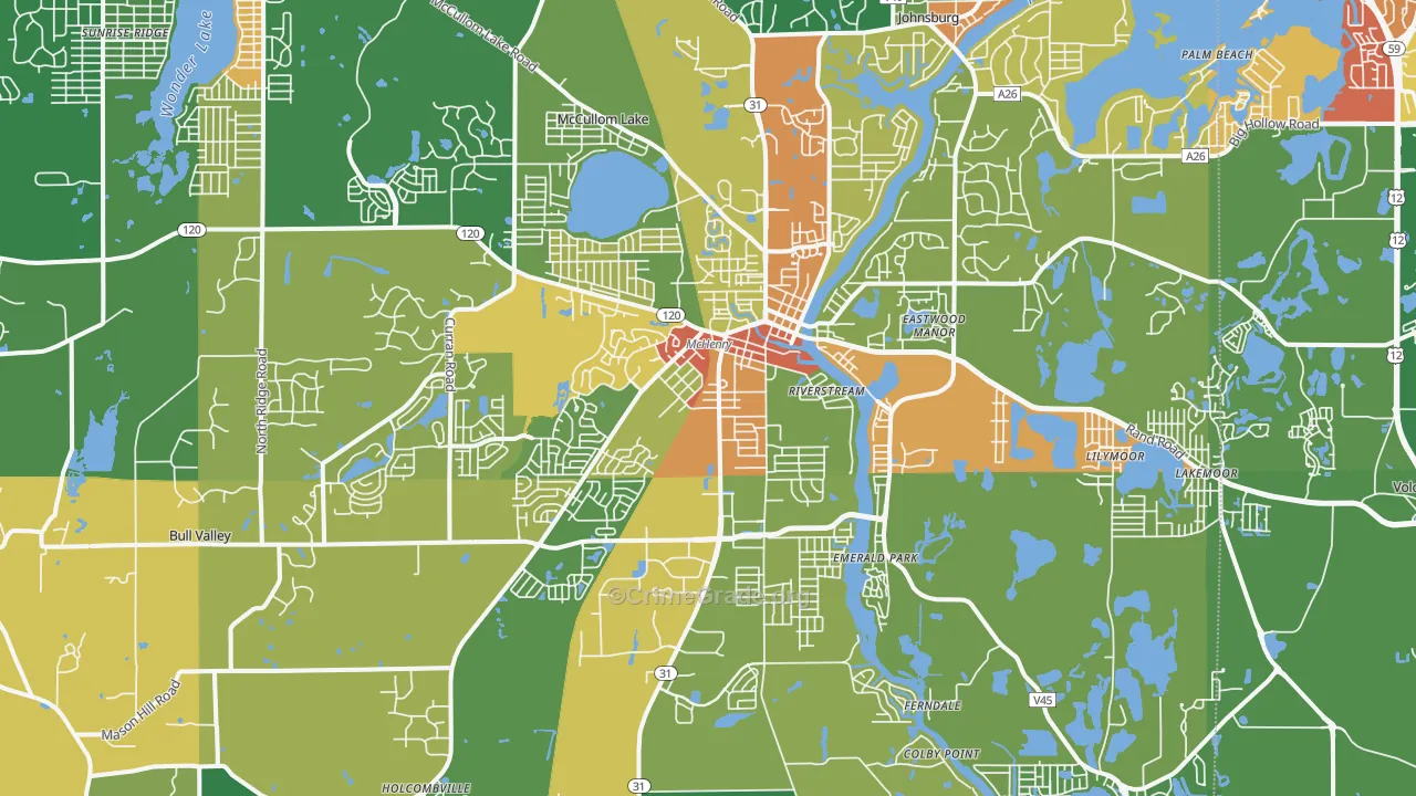 Mchenry, IL Map of Robbery Rates