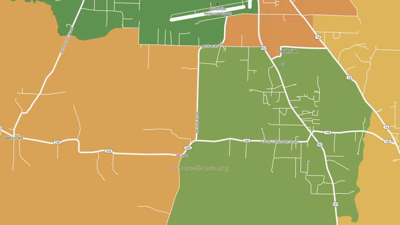 McHue, AR Map of Robbery Rates