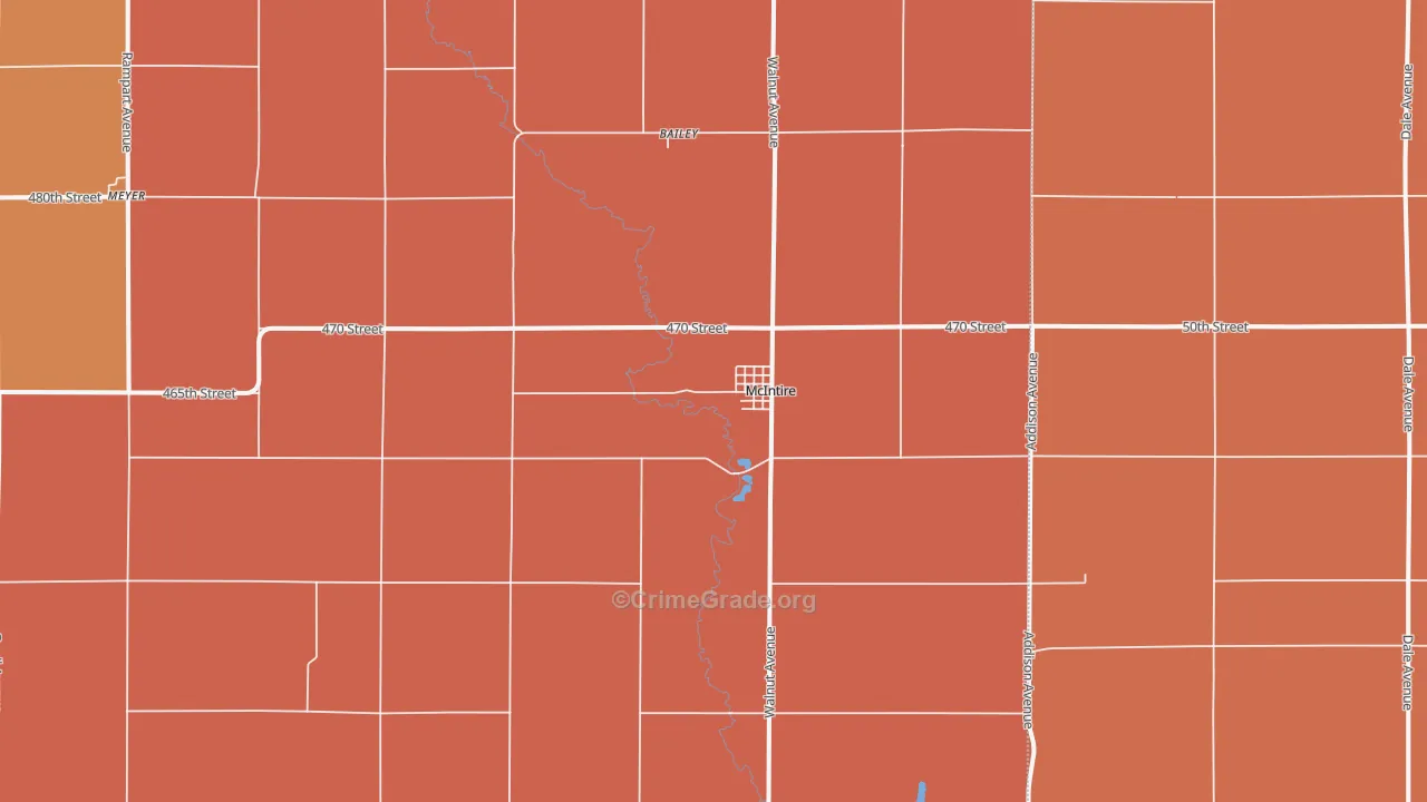 McIntire, IA Map of Robbery Rates