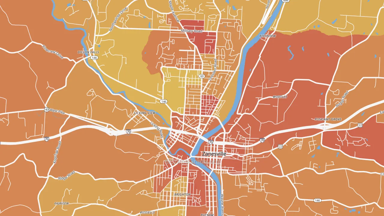 McIntire Terrace Historic District, Zanesville, OH Map of Robbery Rates