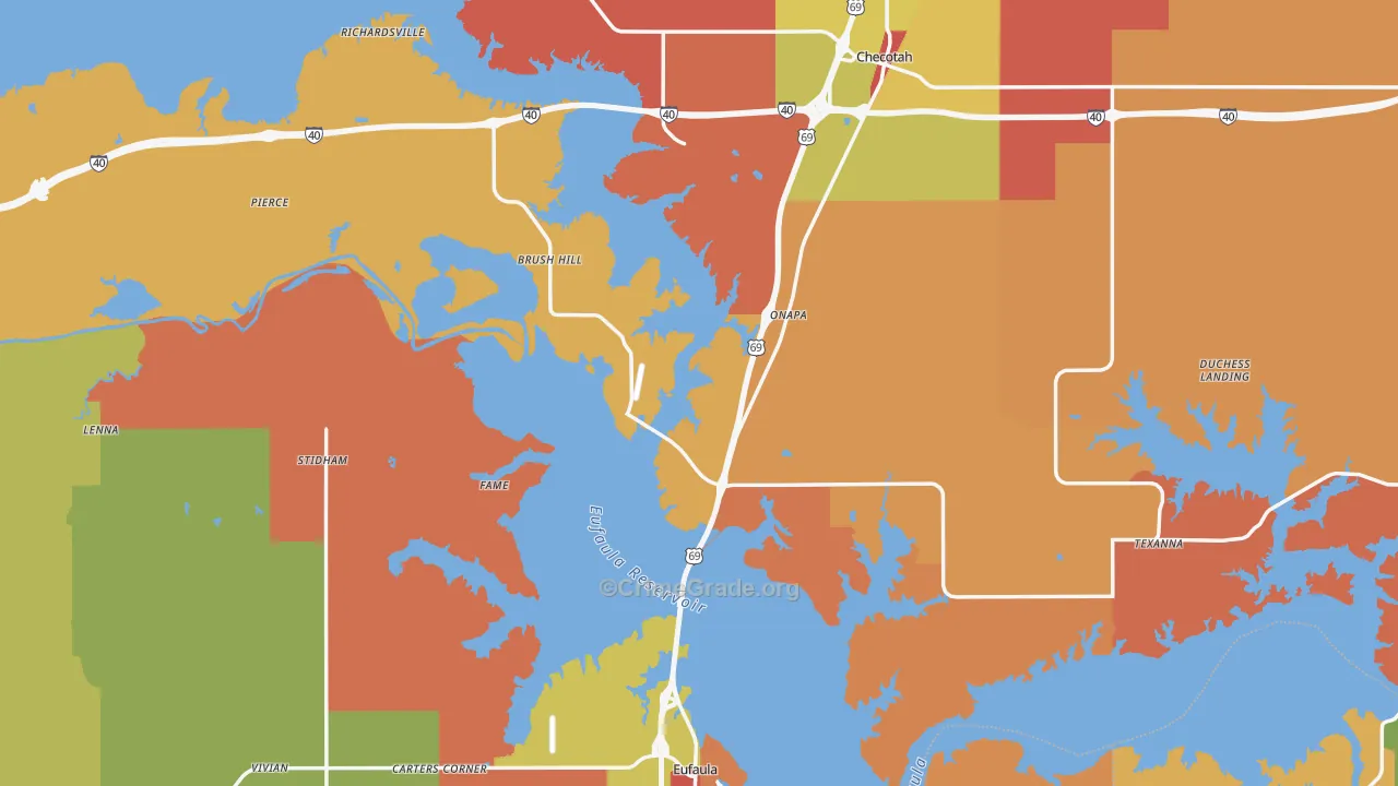 McIntosh County, OK Map of Robbery Rates