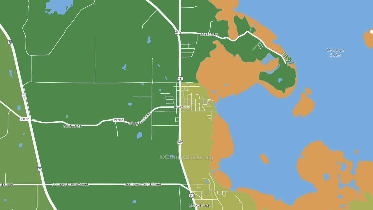 McIntosh, FL Map of Robbery Rates