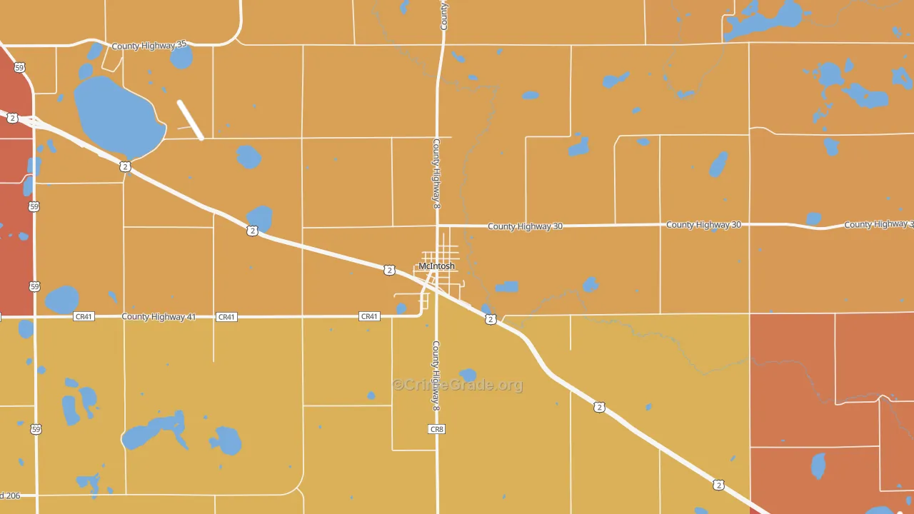 Mcintosh, MN Map of Robbery Rates
