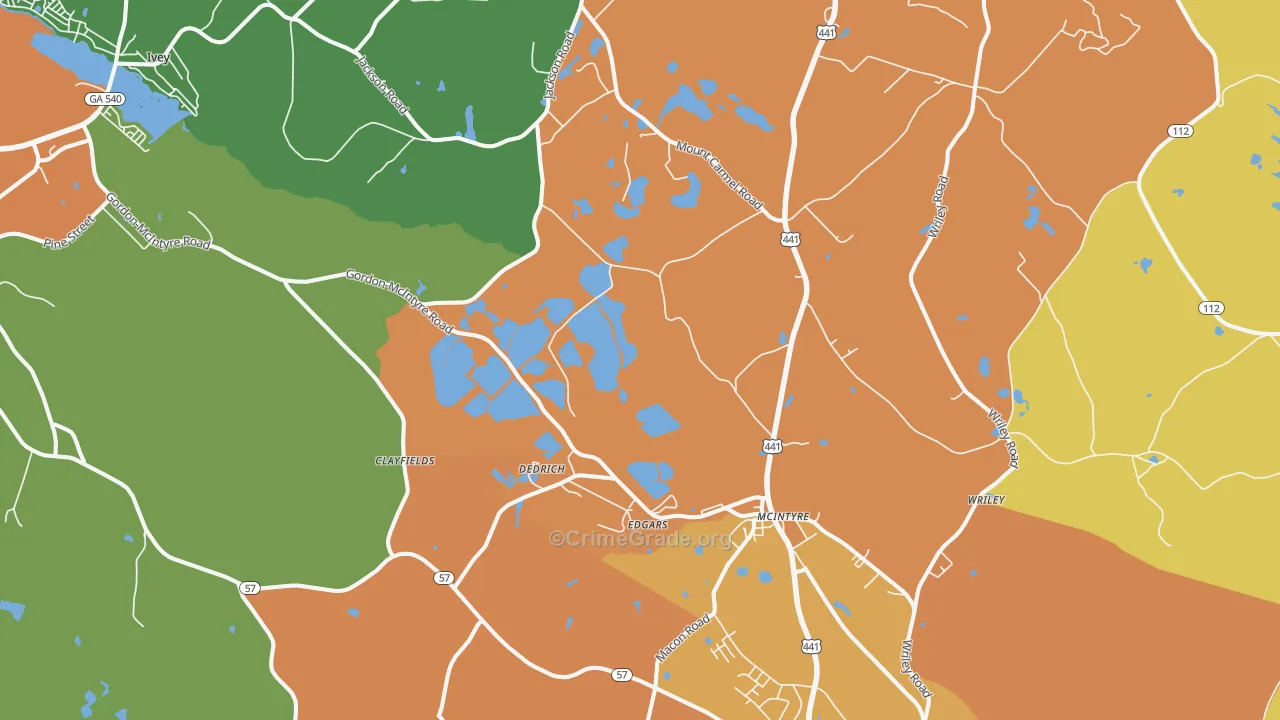 McIntyre, GA Map of Robbery Rates