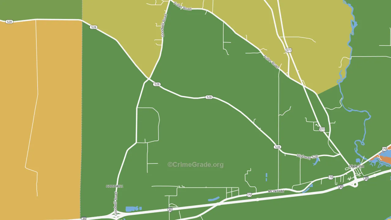 McIntyre, LA Map of Robbery Rates