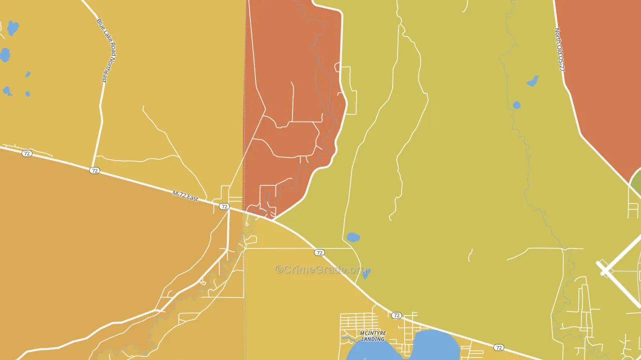 McIntyre Landing, MI Map of Robbery Rates