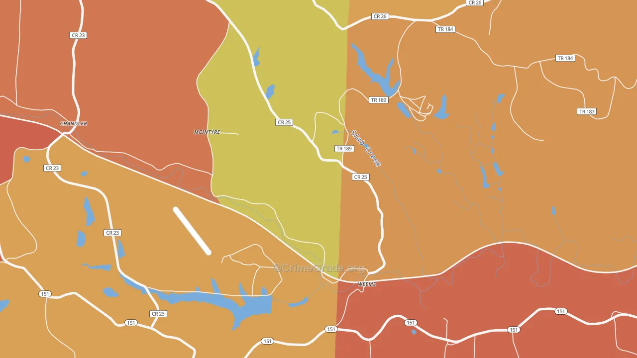 McIntyre, OH Map of Robbery Rates