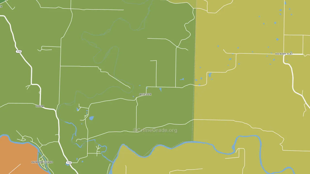 McJester, AR Map of Robbery Rates