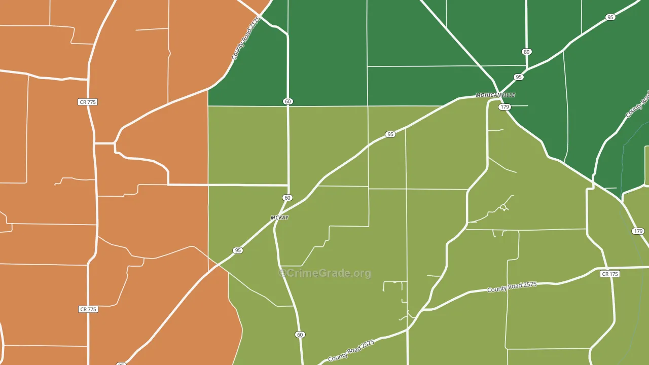 McKay, OH Map of Robbery Rates