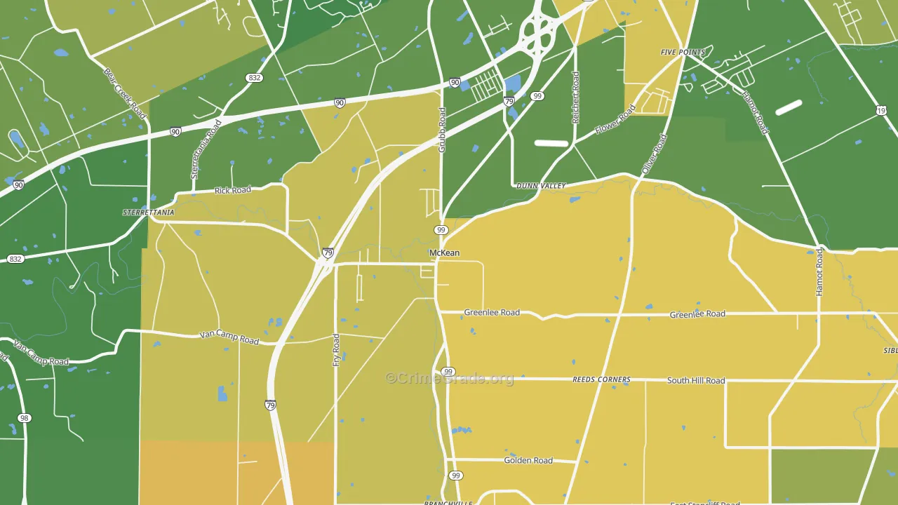 McKean, PA Map of Robbery Rates
